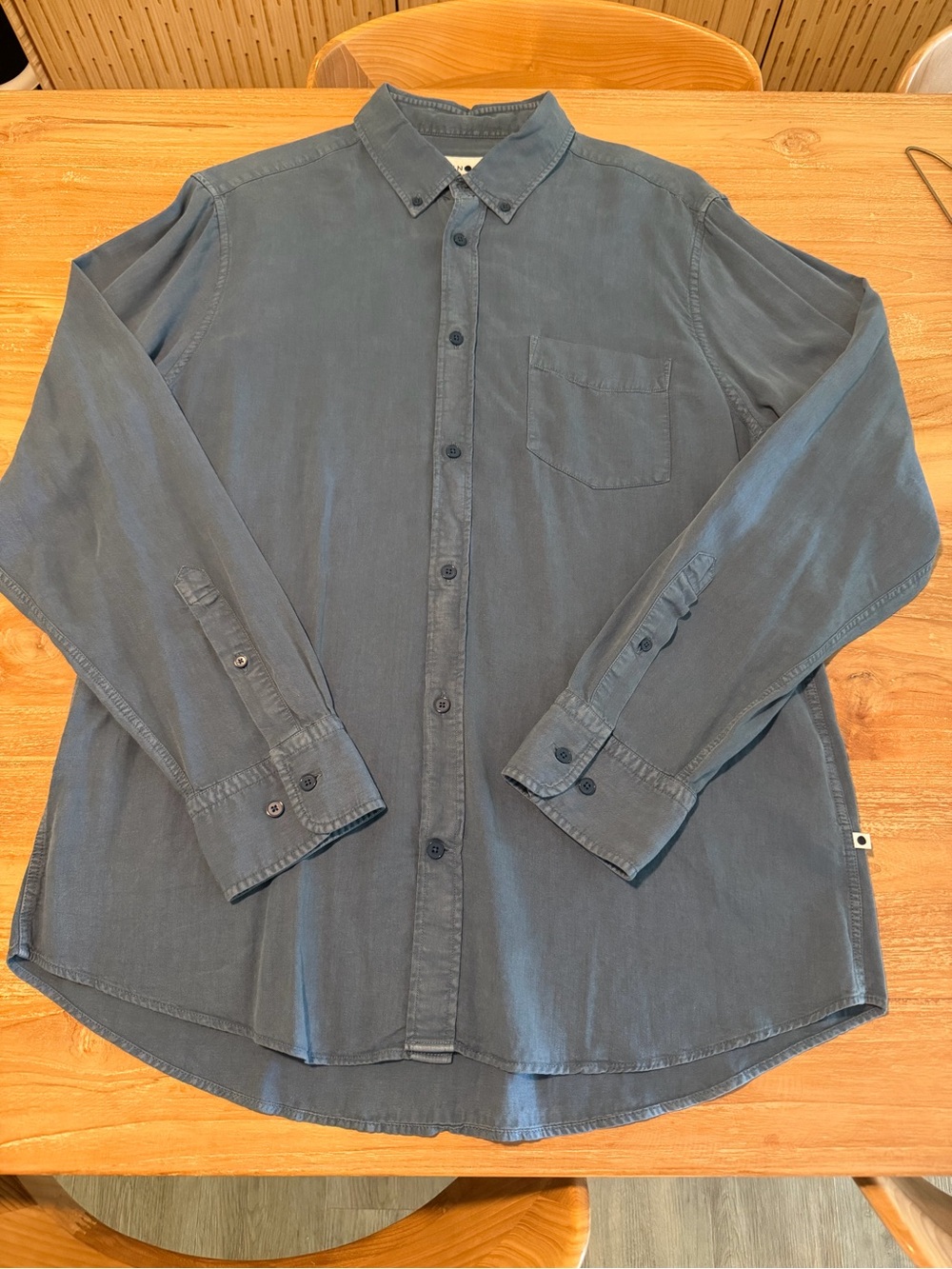 NN07 Men's Button-Down Shirt in Washed Navy Blue